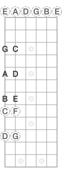 Notes on the bottom two strings